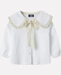 Checkered Blouse with Bow Detail for Little Girls