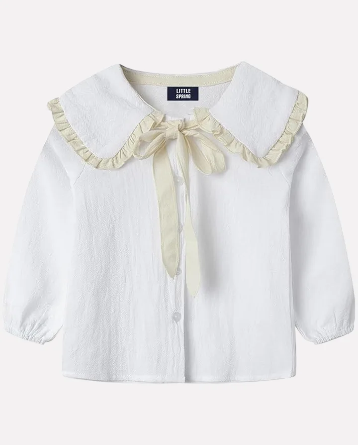 Checkered Blouse with Bow Detail for Little Girls