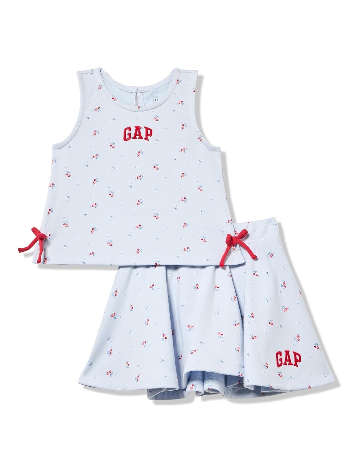 GAP Conjunto de tirantes y falda pantalón con logotipo de felpa francesa para bebé niña